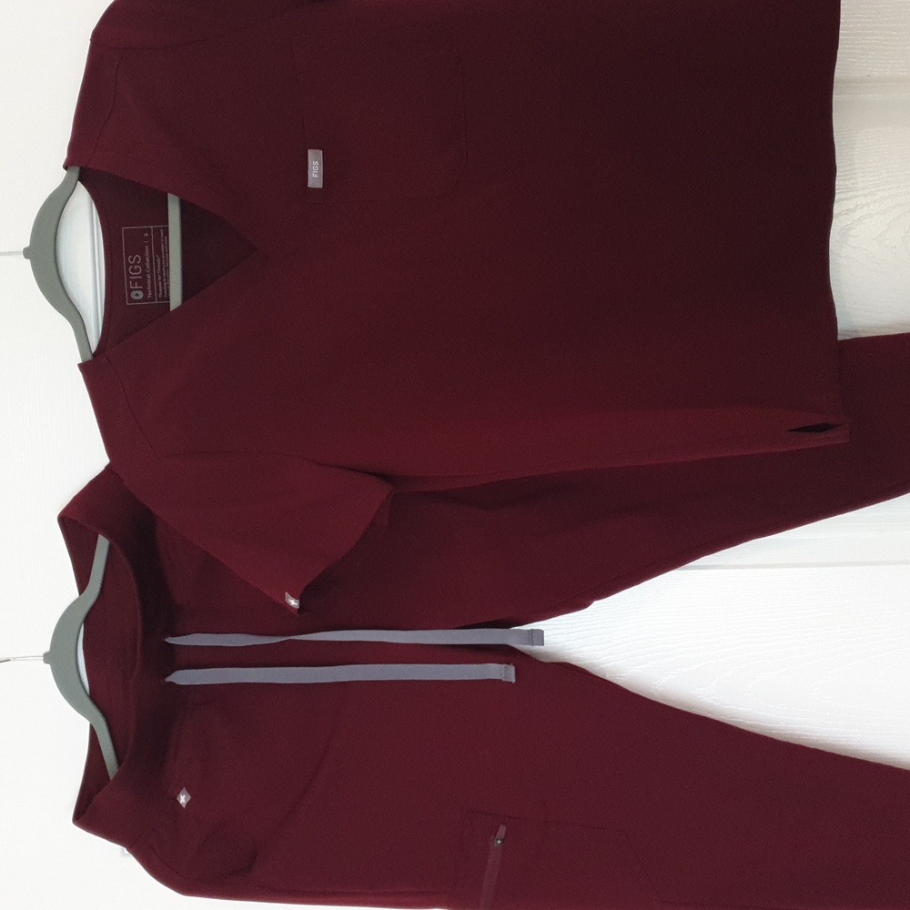 Figs Deep Red Scrub Set (Top & Pants) - Picture 3 of 6